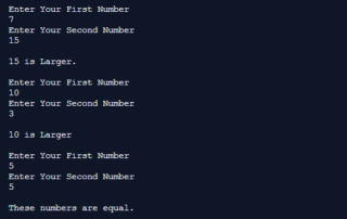 Program to Compare Two Numbers Using Java