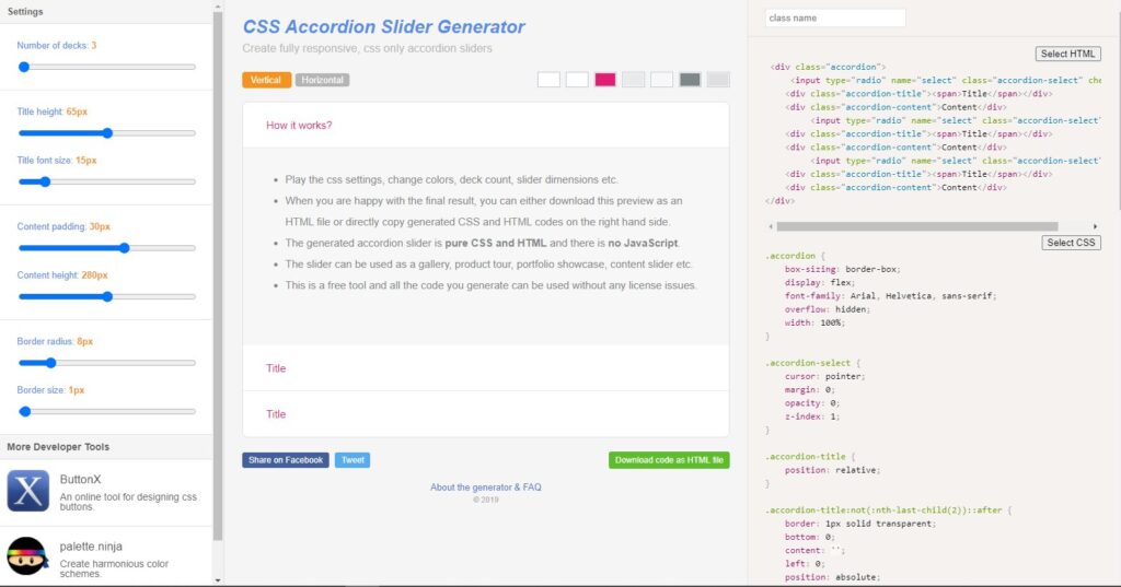 CSS Accordion Slider Generator
