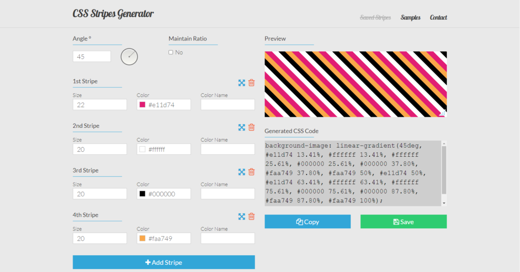 CSS stripes generator